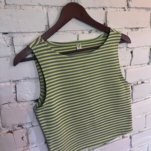 Fashion Brand Company - Stripped Green Crop Tank Top -